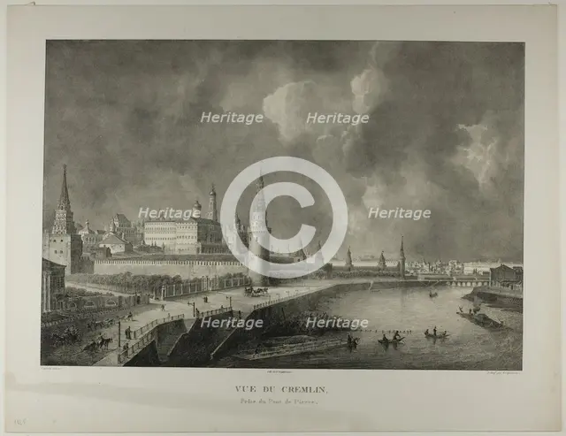 View of the Kremlin from the Stone Bridge, 1833. Creator: Alexandre-Evariste Fragonard.