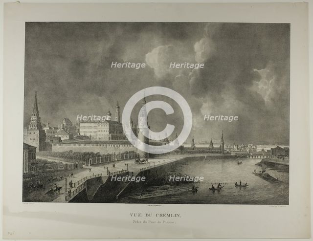 View of the Kremlin from the Stone Bridge, 1833. Creator: Alexandre-Evariste Fragonard.