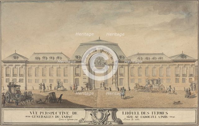 View of the Hôtel des Fermes Générales du Tabac, 1763. Creator: Jean-Michel Moreau.