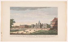 View of the Horse Guards Parade in London showing the departure of George II Augustus, King.... 1753 Creator: Thomas Bowles