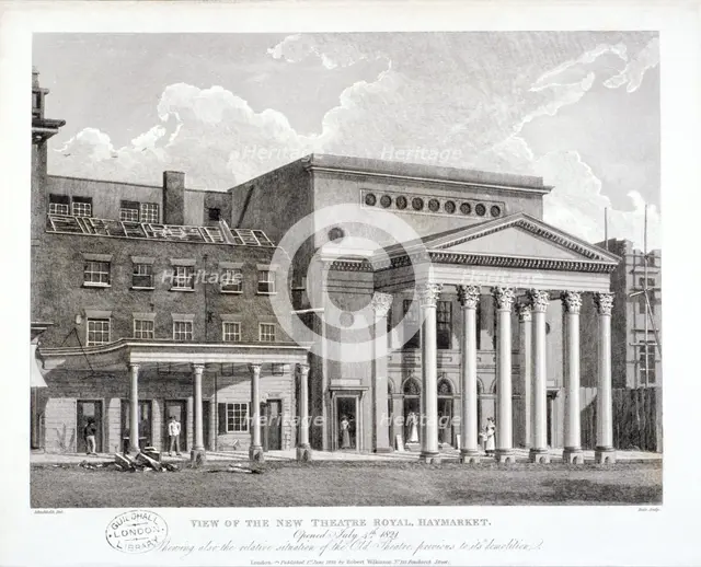 View of the Haymarket Theatre, Westminster, London, 1822. Artist: Thomas Dale