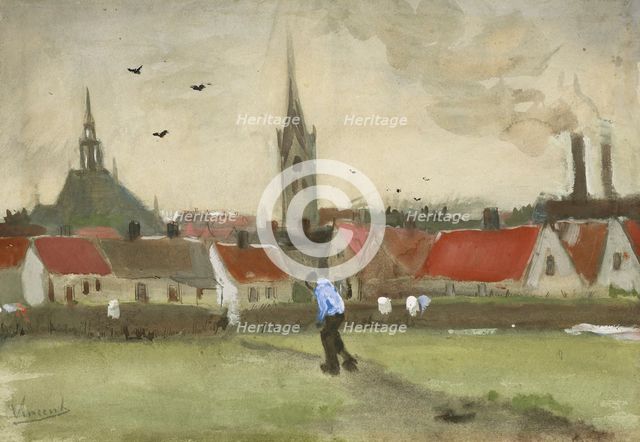 View of The Hague with Nieuwe Kerk, 1882. Creator: Gogh, Vincent, van (1853-1890).