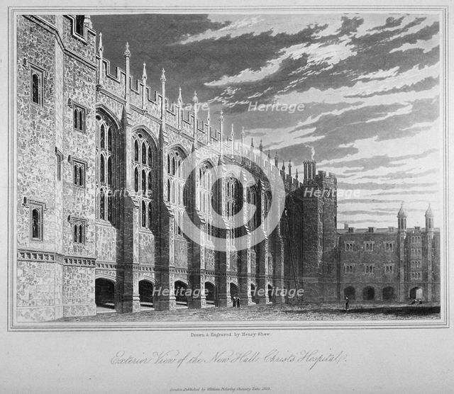 View of the hall, Christ's Hospital, City of London, 1833. Artist: Henry Shaw