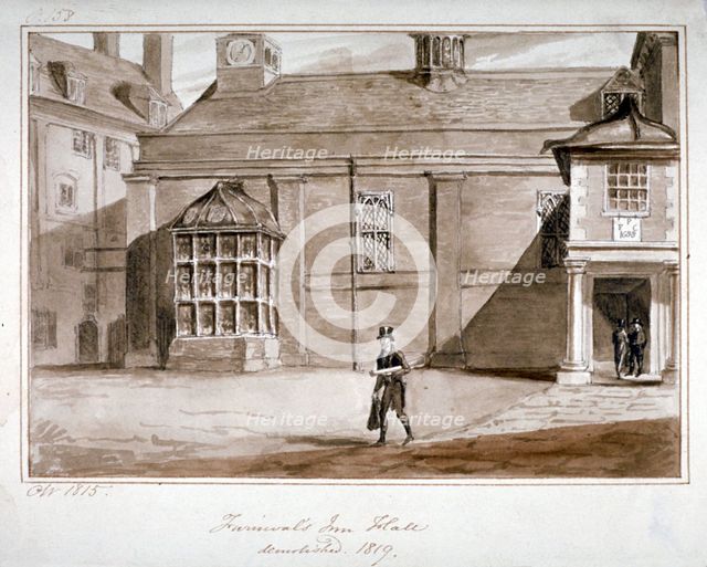 View of the hall, Furnival's Inn, City of London, 1815. Artist: CN
