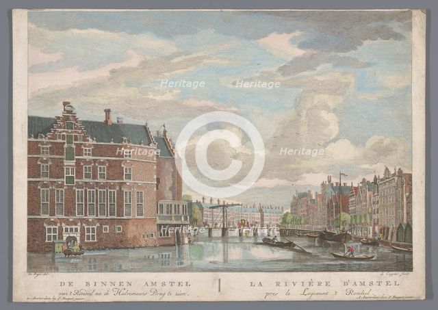 View of the Halvemans Bridge over the Amstel in Amsterdam, 1753-1799. Creator: Pierre Fouquet.