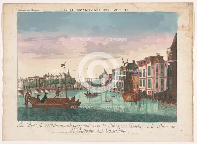 View of the Halvemaansbrug over the Amstel in Amsterdam, 1755-1779. Creator: Johann Friedrich Leizelt.
