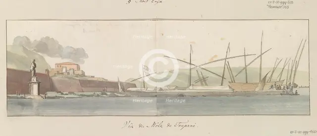 View of the harbour at Trapani, 1778. Creator: Louis Ducros.