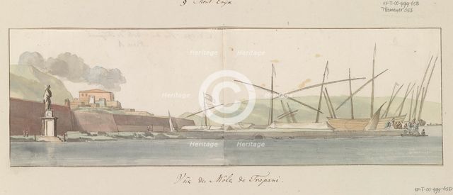 View of the harbour at Trapani, 1778. Creator: Louis Ducros.