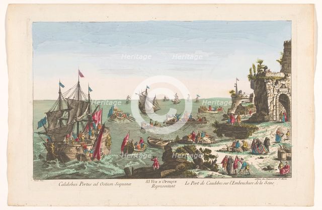 View of the harbour in Caudebec near the mouth of the Seine River, 1745-1775. Creator: Anon.