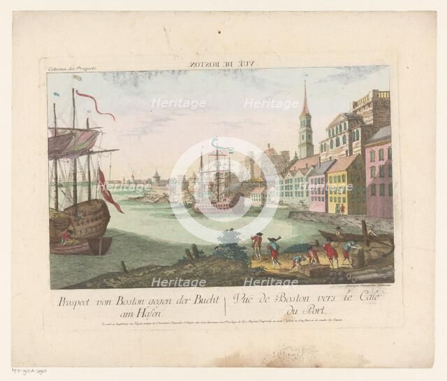 View of the harbor in Boston, 1755-1779. Creator: Franz Xavier Habermann.