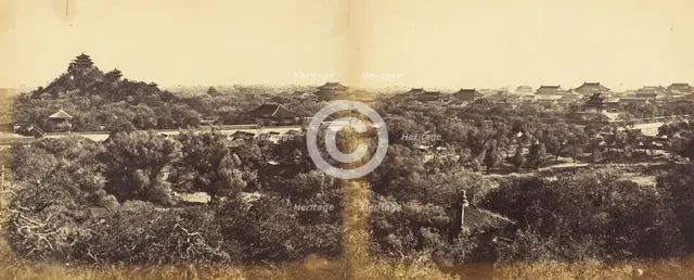 View of the Imperial Winter Palace, Pekin, Showing the Artificial Hill, October 29, 1860, 1860. Creator: Felice Beato.
