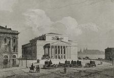 View of the Imperial Theatre or Bolshoi Theatre, Moscow, Russia, 1839. Creator: Augustin François Lemaitre