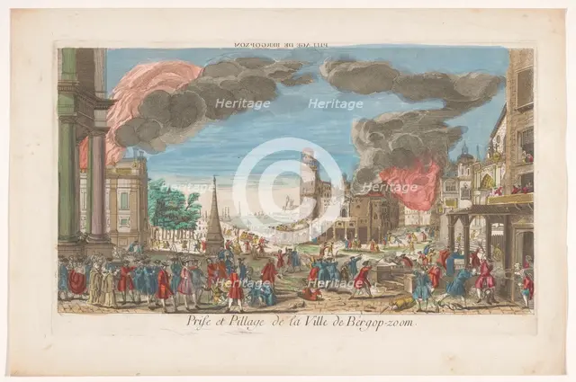 View of the intake and looting of Bergen op Zoom by the French in 1747, 1747-1799. Creator: Anon.
