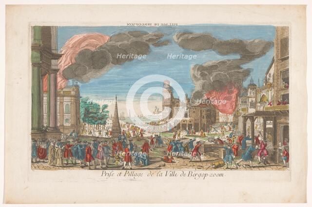 View of the intake and looting of Bergen op Zoom by the French in 1747, 1747-1799. Creator: Anon.