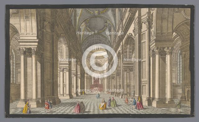 View of the interior of Saint Paul's Cathedral in London, 1753. Creator: Johann Michael Muller.