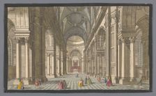 View of the interior of Saint Paul's Cathedral in London, 1753. Creator: Johann Michael Muller