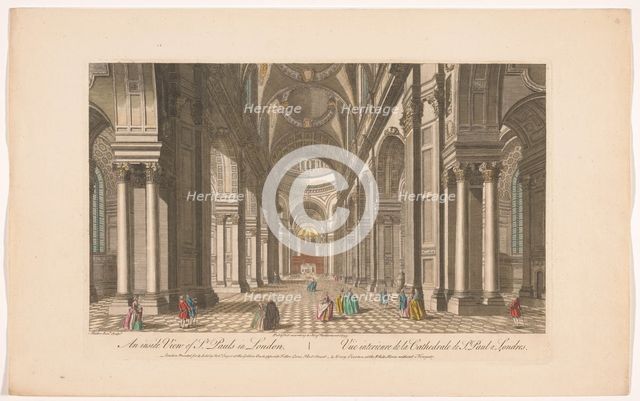 View of the interior of Saint Paul's Cathedral in London, 1753. Creator: Johann Michael Muller.