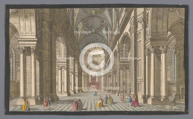 View of the interior of Saint Paul's Cathedral in London, 1753. Creator: Johann Michael Muller.