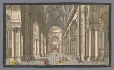 View of the interior of Saint Paul's Cathedral in London, 1753. Creator: Johann Michael Muller