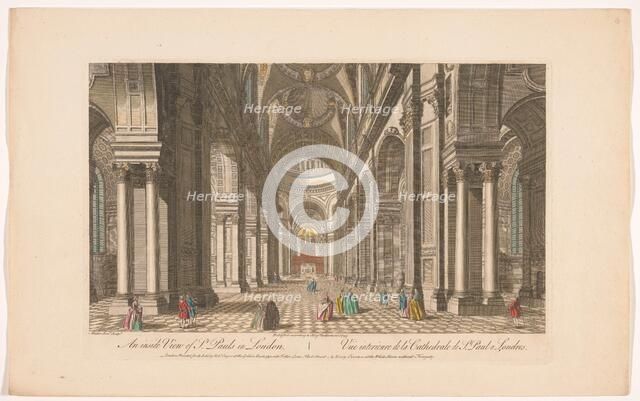 View of the interior of Saint Paul's Cathedral in London, 1753. Creator: Johann Michael Muller.
