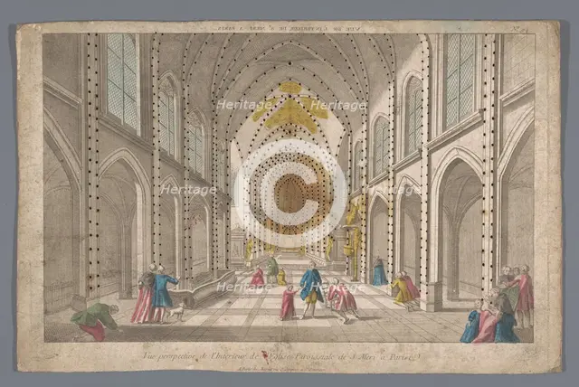 View of the interior of the Eglise Saint-Merri in Paris, 1700-1799. Creator: Anon.