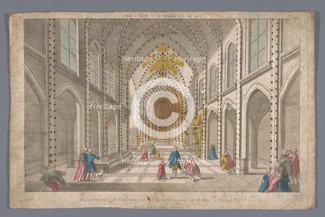View of the interior of the Eglise Saint-Merri in Paris, 1700-1799. Creator: Anon.