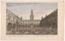 View of the interior of the Royal Exchange in London, 1745-1753. Creator: Thomas Bowles
