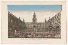 View of the interior of the Royal Exchange in London, 1745-1775. Creator: Unknown