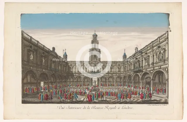 View of the interior of the Royal Exchange in London, 1745-1775. Creator: Unknown.