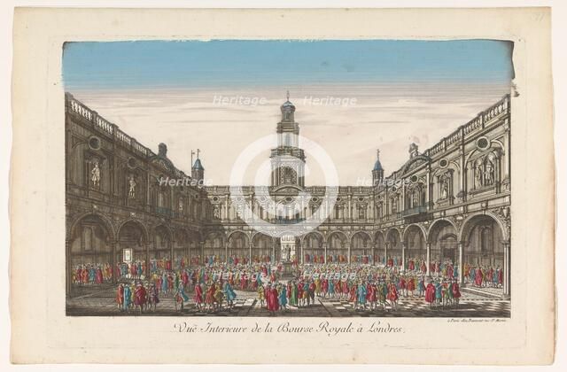 View of the interior of the Royal Exchange in London, 1745-1775. Creator: Unknown.
