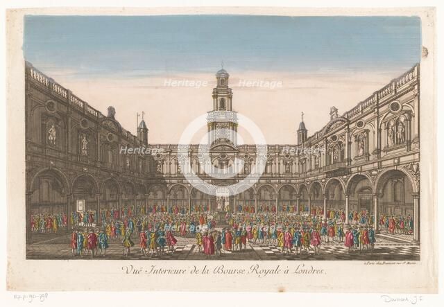 View of the interior of the Royal Exchange in London, 1745-1775. Creator: Unknown.