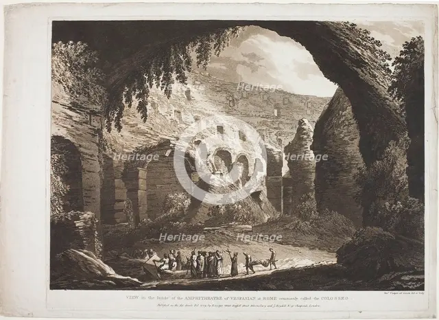 View of the Inside of the Amphitheatre of Vespasian at Rome (called the "Colosseo"), 1779. Creator: Richard Cooper.