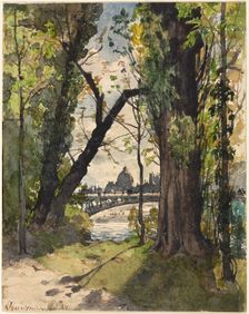 View of the Institut de France from the Foot of the Pont Royal, 1870. Creator: Henri Joseph Harpignies (French, 1819-1916)