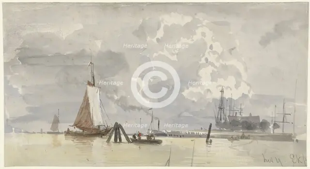 View of the IJ in Amsterdam, 1827-1892. Creator: Everhardus Koster.
