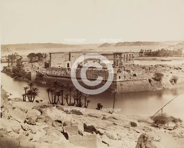 View of the Island of Philae from the South West, between 1860 and 1903. Creator: Antonio Beato.