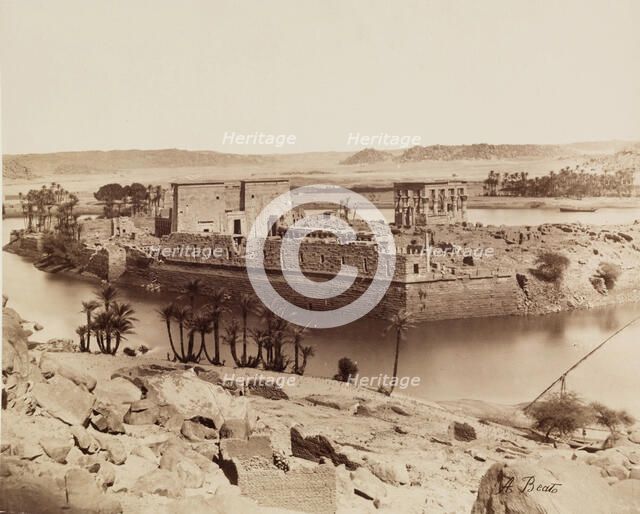 View of the Island of Philae from the South West, between 1860 and 1903. Creator: Antonio Beato.