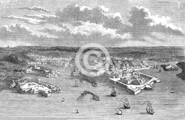 'View of the Island and Fortifications of Malta', 1854. Creator: Unknown.
