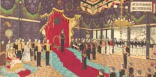 View of the Issuance of the State Constitution in the State Chamber of..., March 2, 1889 (Meiji 22). Creator: Adachi Ginko