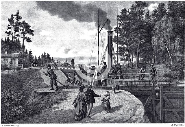 View of the Juustila Lock in Finland, 1873. Artist: Weger, August (1823-1892)