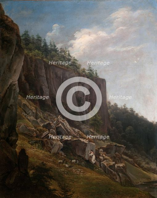 View of the Ojców Valley, 1844. Creator: Jan Nepomucen Glowacki.