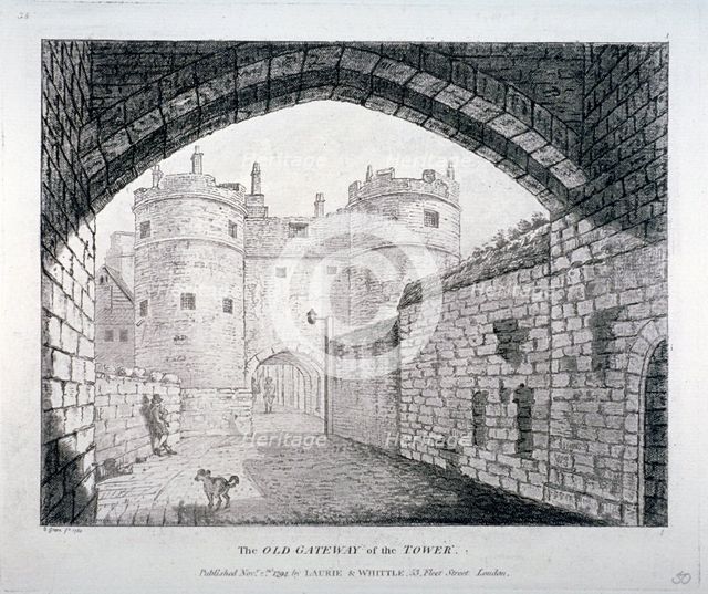 View of the 'old' gateway to the Tower of London, 1794. Artist: Anon