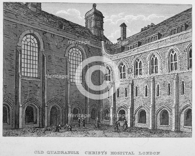 View of the old quadrangle, Christ's Hospital, City of London, 1823. Artist: Anon