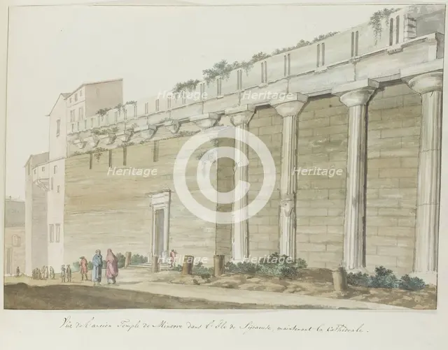 View of the old Temple of Athena (Minerva) on the island of Syracuse, 1778. Creator: Louis Ducros.