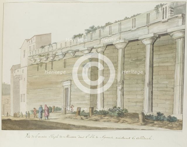 View of the old Temple of Athena (Minerva) on the island of Syracuse, 1778. Creator: Louis Ducros.