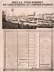 View of the opening of London Bridge, 1831. Artist: Anon