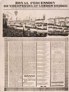 View of the opening of London Bridge, 1831. Artist: Anon