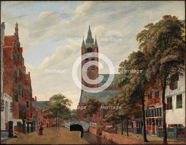 View of the Oude Delft Canal, Delft, c1660. Creator: Jan van der Heyden.