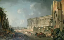 View of the Louvre c1743-1807. Artist: Pierre Antoine de Machy