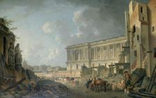 View of the Louvre c1743-1807. Artist: Pierre Antoine de Machy