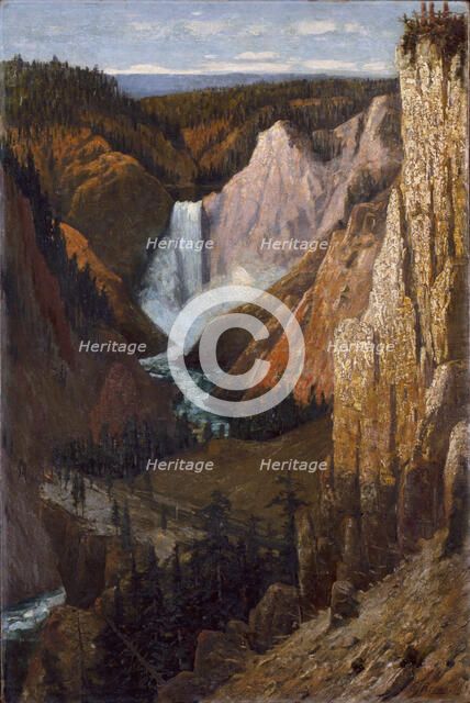 View of the Lower Falls, Grand Canyon of the Yellowstone, 1890. Creator: Grafton Tyler Brown.